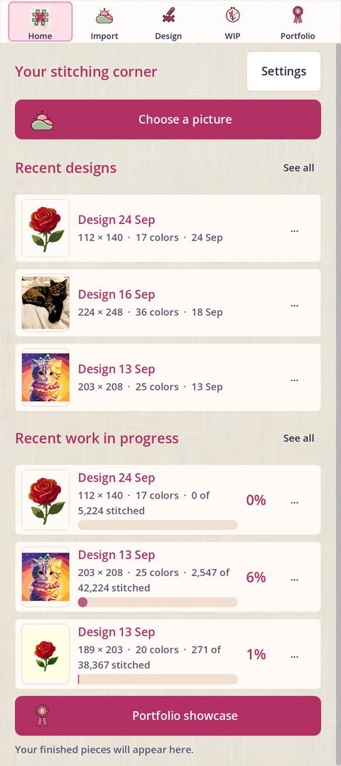 Home in Basic mode: the same screen without Draw your own