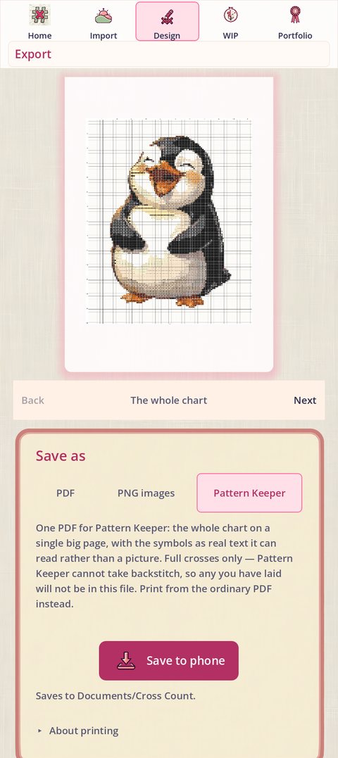 Export with Pattern Keeper chosen