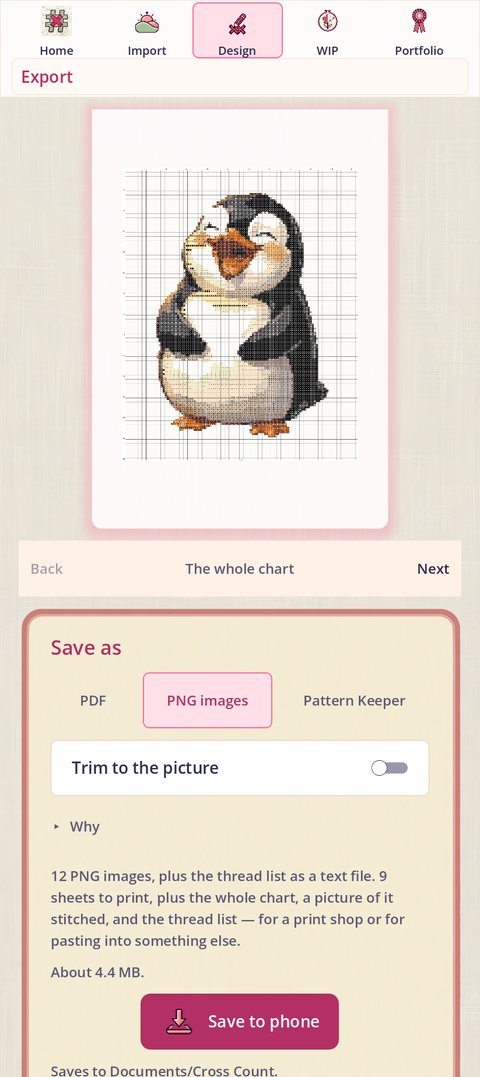 Export with PNG images chosen