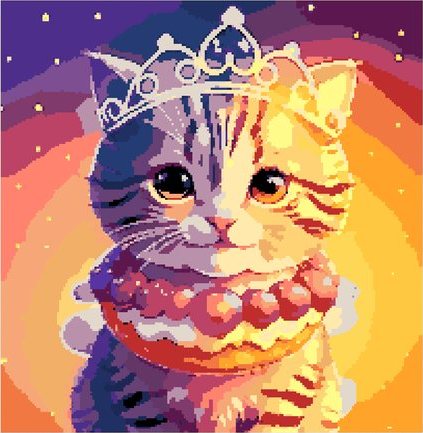 The chart of a crowned kitten: the same picture as a grid of colored squares