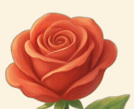 A painted red rose, on cream